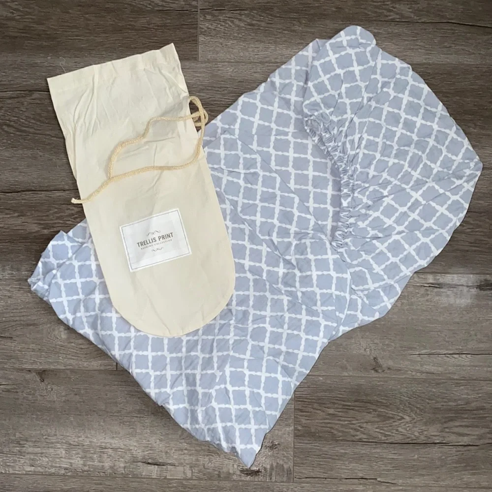 RH Trellis Print Crib Fitted Sheet - French Blue